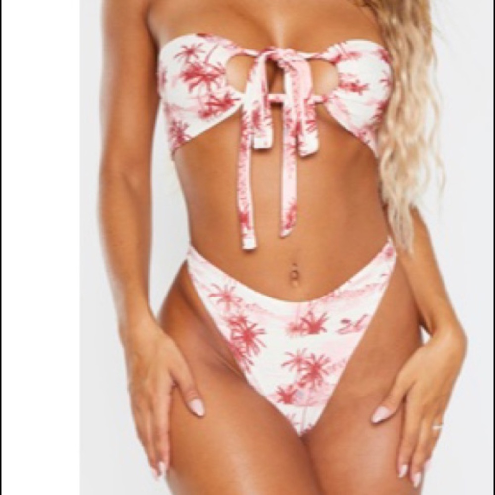 Red scenic adjustable bikini